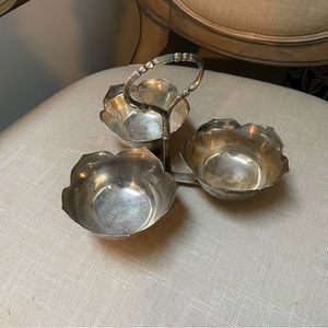 Vintage Lotus Shaped Bowl Set of 3 attached with Handle
